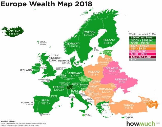 圖解：到底哪國人最有錢？看看這張世界財(cái)富地圖